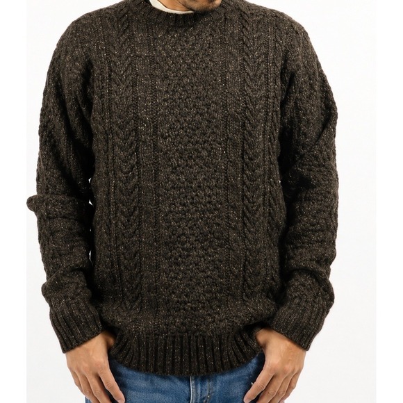 Pendleton Other - Pendleton Men's Shetland Fisherman Wool Cable Knit Sweater Small Brown